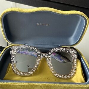 Gucci Silver Crystal Sunglasses